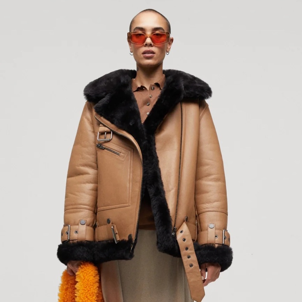 The Arrivals Moya leather shearling jacket